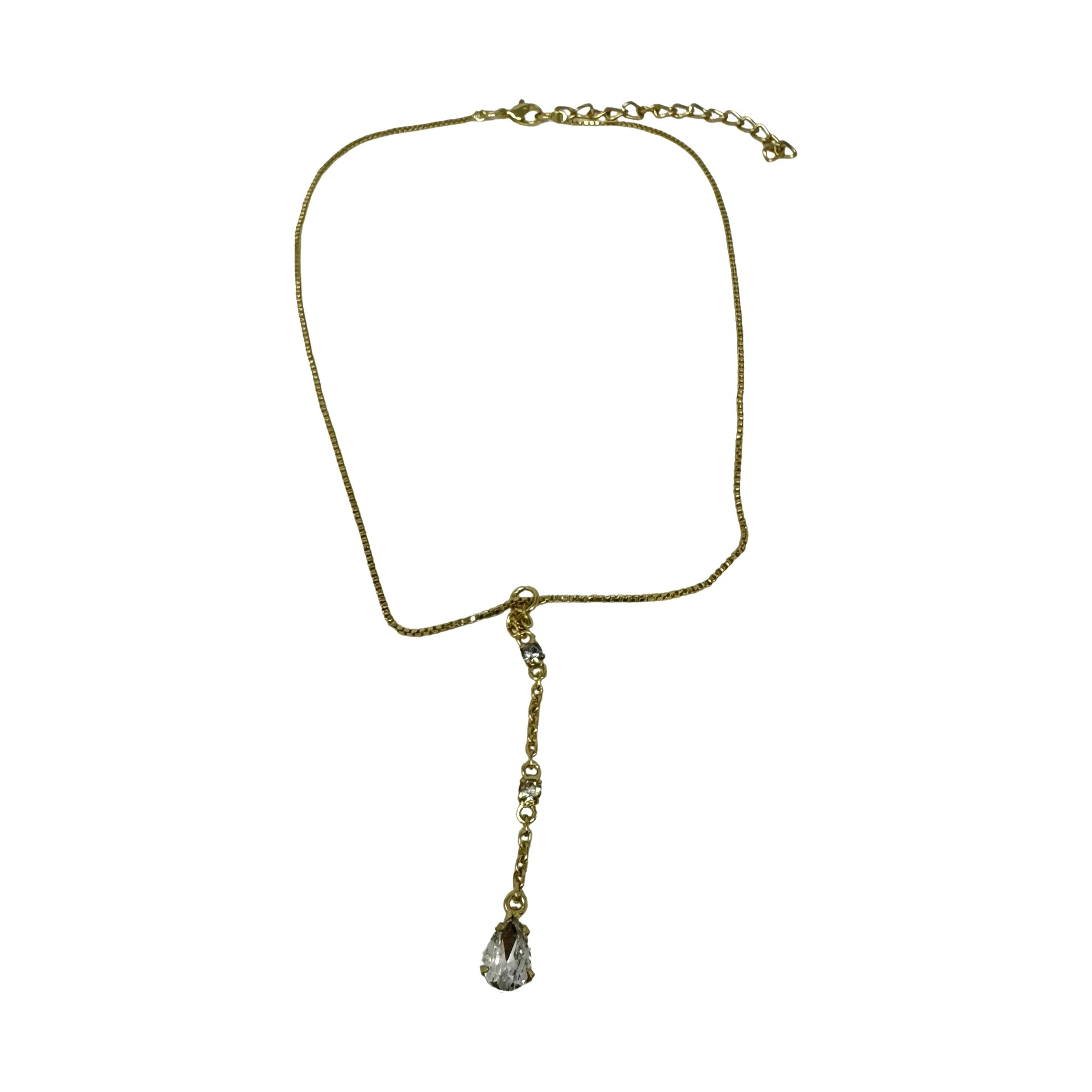 Hanging Rhinestone Link Pendant Necklace