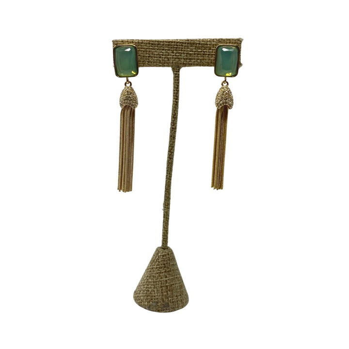 Vince Camuto Green Dangle Tassel Earrings-Back