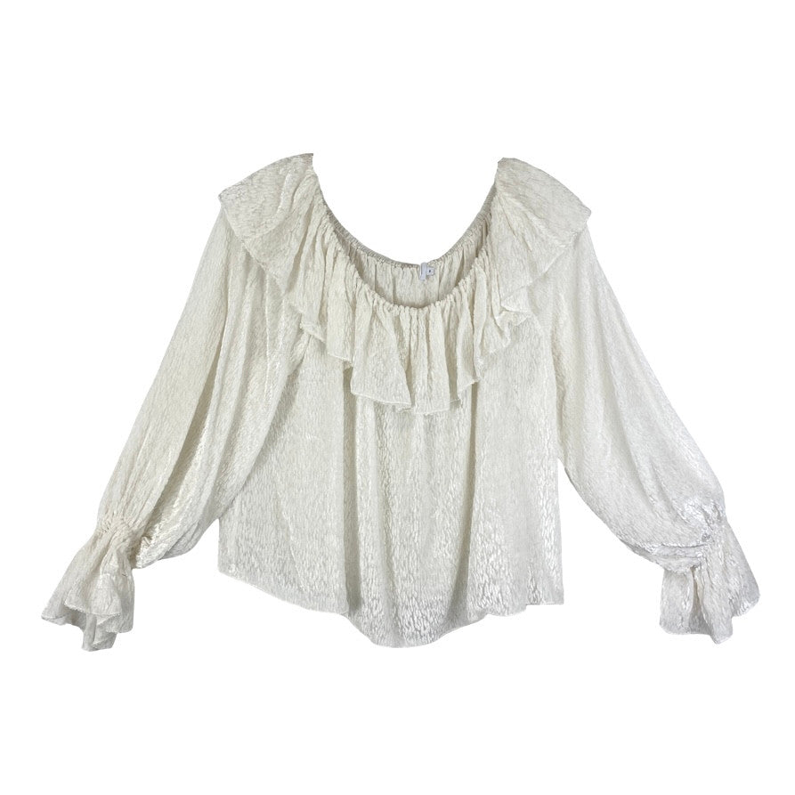 Tanya Taylor Ruffle Poet Sleeve Blouse-Thumbnail