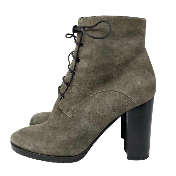 Barneys New York High Heeled Suede Lace Up Bootie-Side