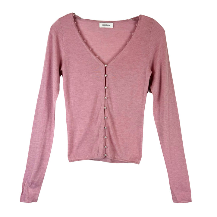 Naadam Cashmere Blend Pearl Button Knit Top