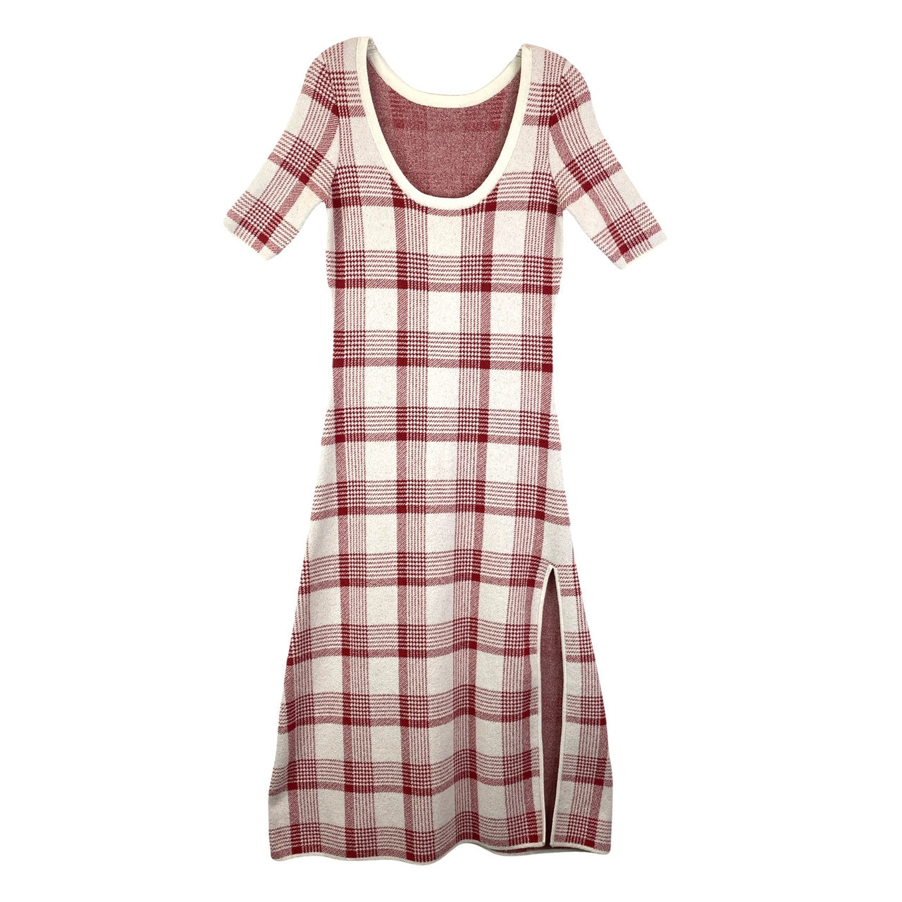 Tanya Taylor Plaid Side Slit Dress-Front