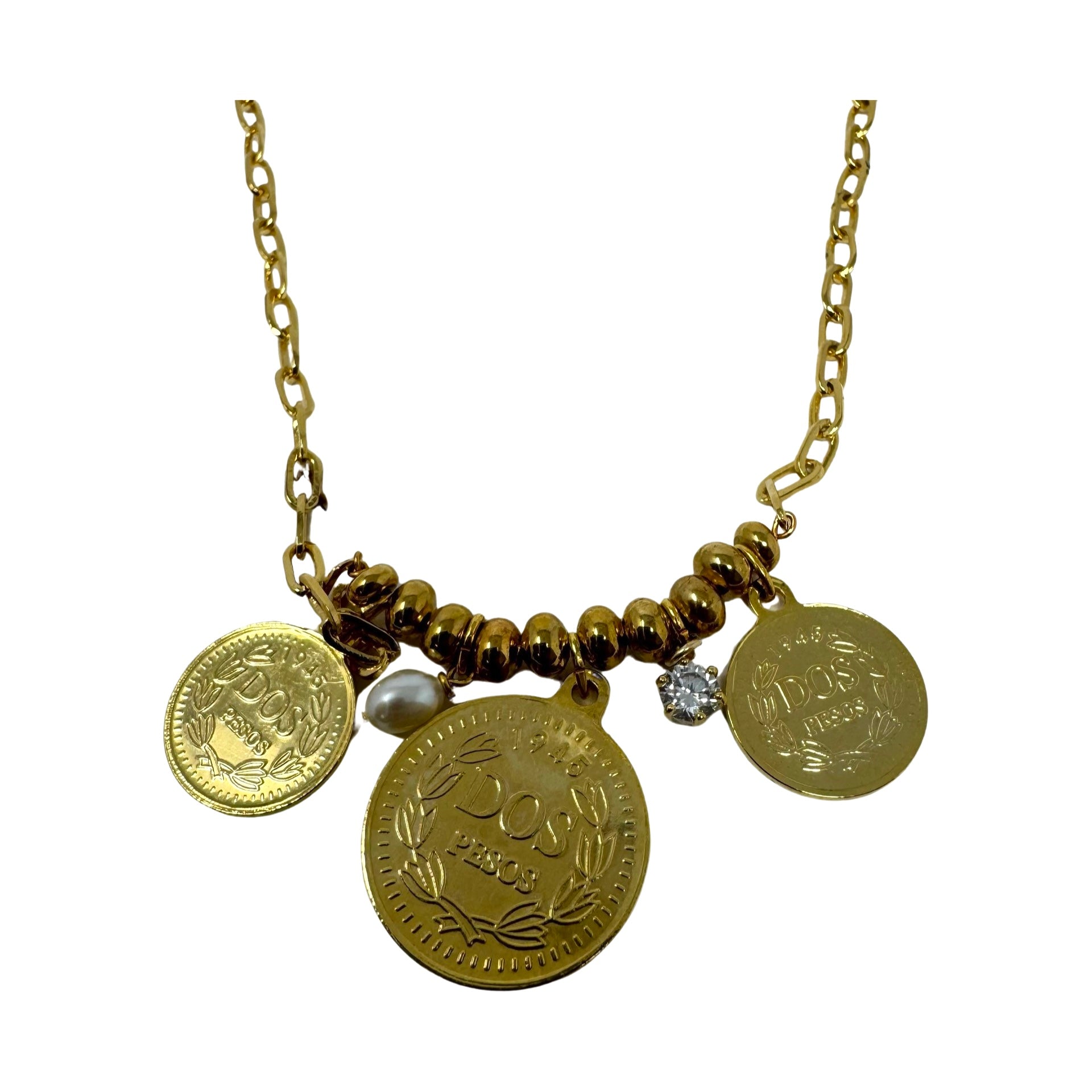 Dos Pesos Coin Pendant Necklace