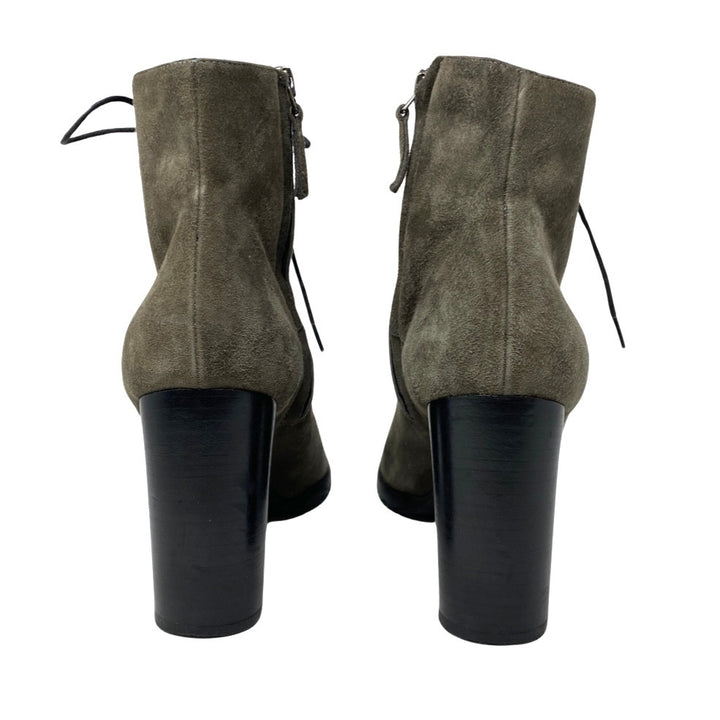 Barneys New York High Heeled Suede Lace Up Bootie-Heel