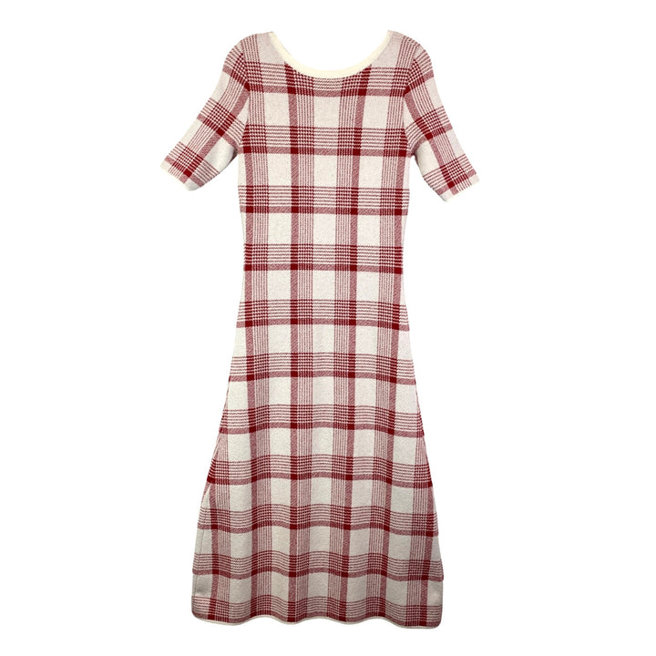 Tanya Taylor Plaid Side Slit Dress-Back