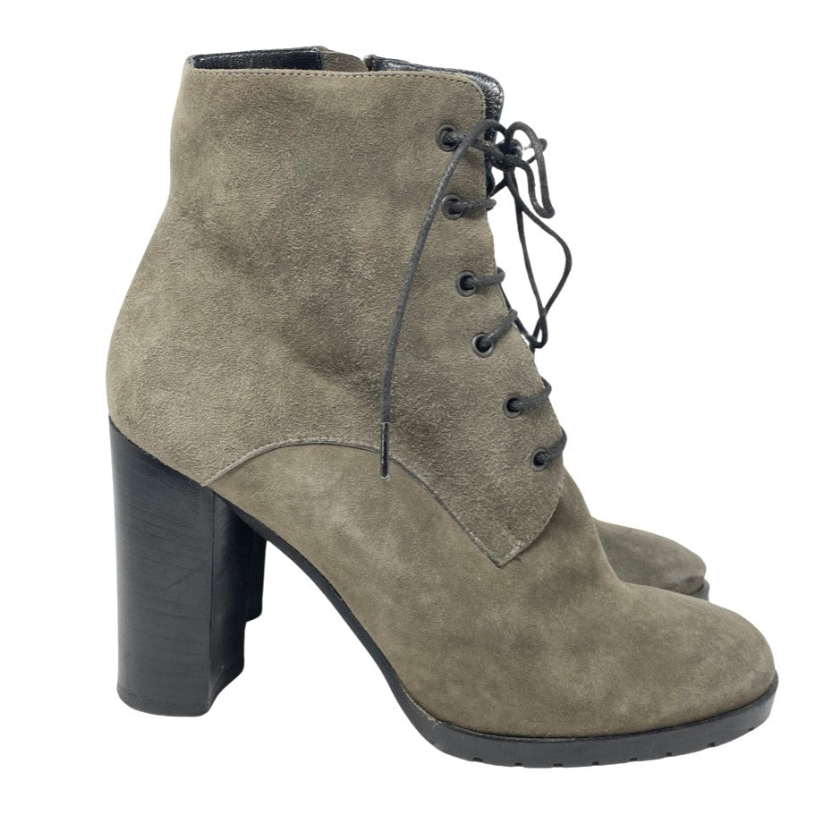 Barneys New York High Heeled Suede Lace Up Bootie-Thumbnail