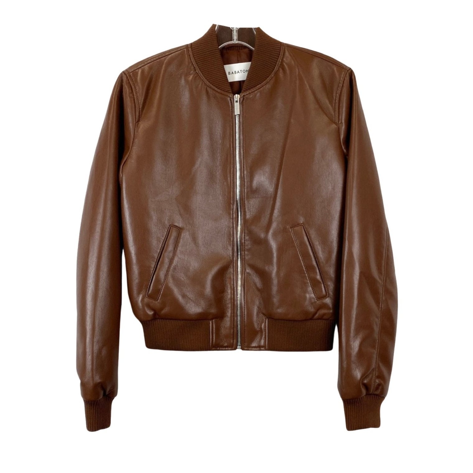 Babaton Faux Leather Bomber Jacket