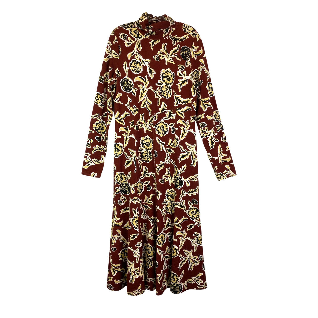 Tanya Taylor Turtleneck Long Sleeve Floral Dress-Thumbnail