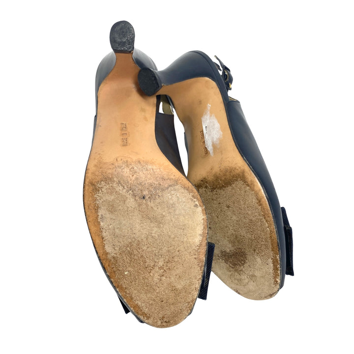 Salvatore Ferragamo Gancini Bow Detail Slingback Heels