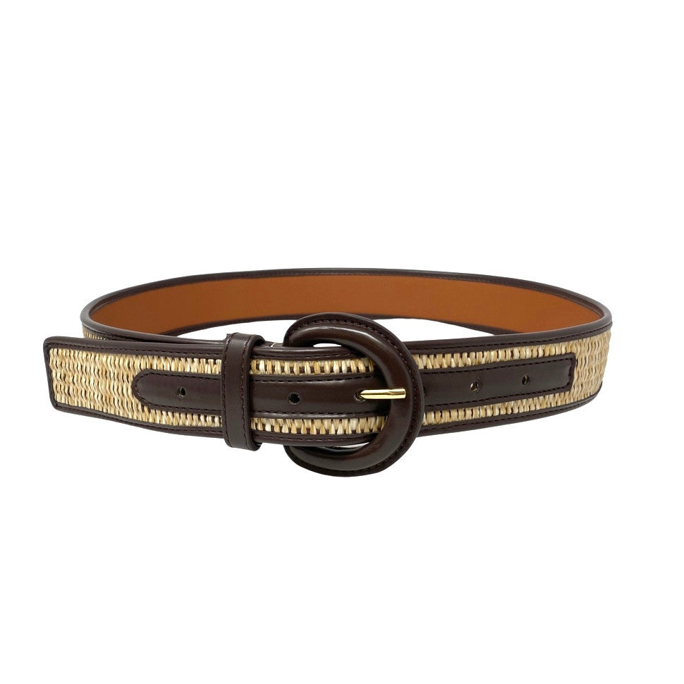 Linea Pelle Woven Raffia Belt-Front