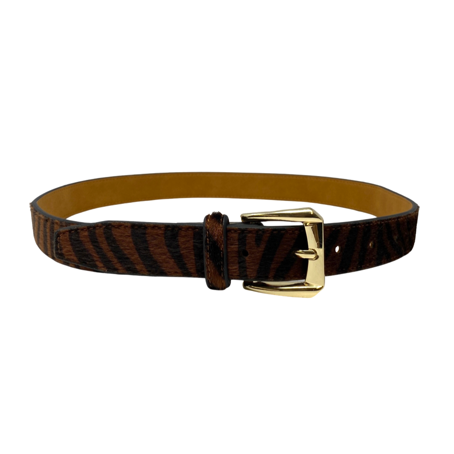 Tiger Print Ponyskin Belt-Thumbnail