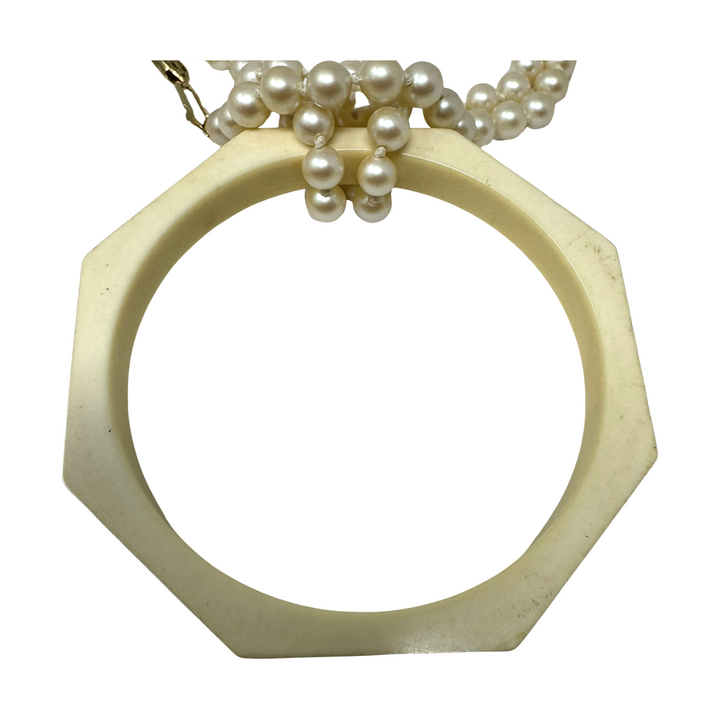 PATP Octagon Pendant Faux Pearl Necklace