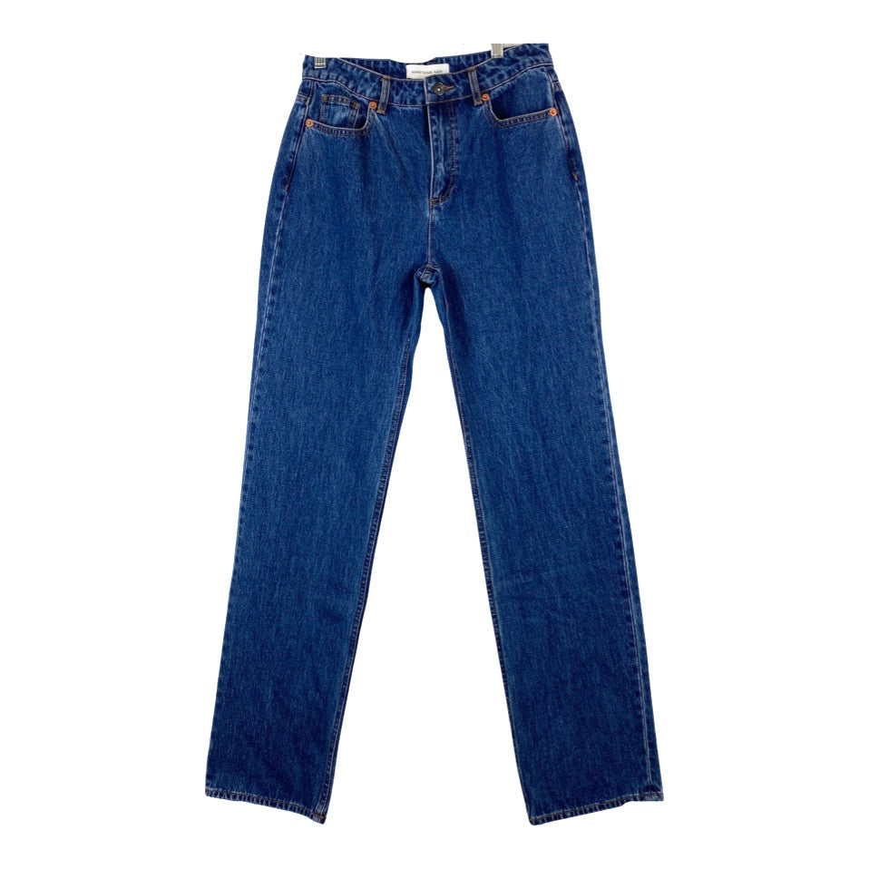 Something Navy Medium Blue High Waisted Denim Pants-Thumbnail