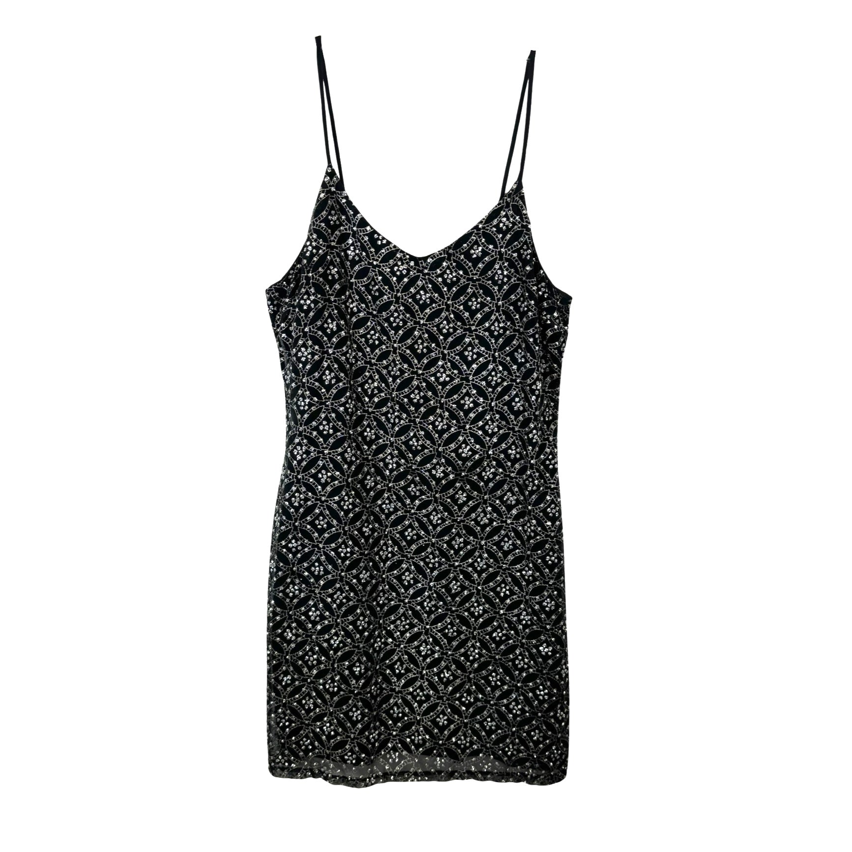 Betsey Johnson Patterned Glitter Slip Dress