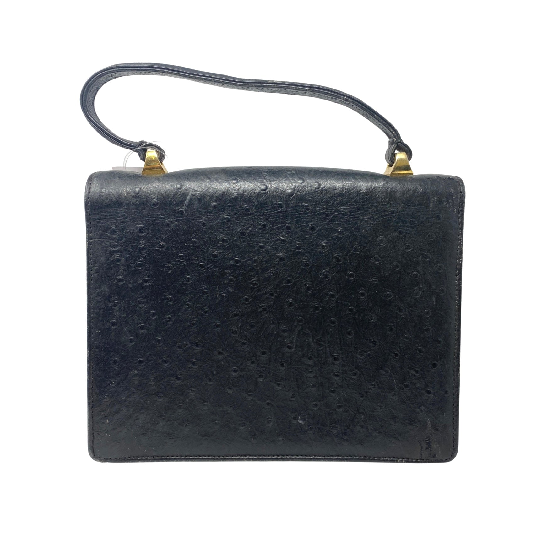 Vintage Ostrich Embossed Leather Rectangular Handbag
