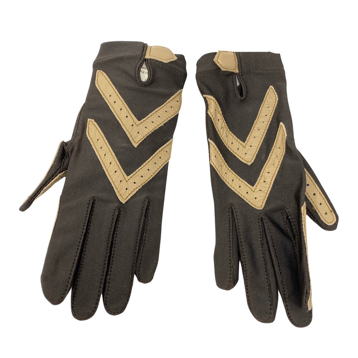 Vintage Aris Isotoner Stretch Leather Trim Lined Gloves-Thumbnail