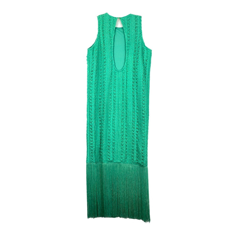 Area Stars Crochet Fringe Hem Dress-Back