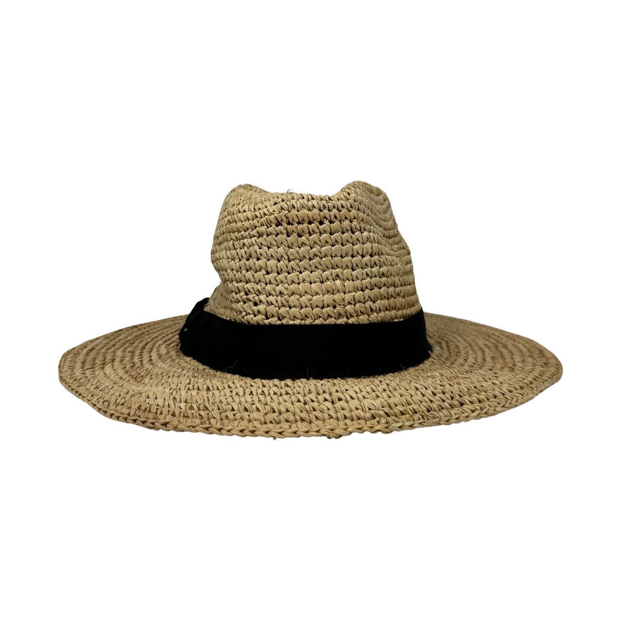 Scala Ribbon Detail Raffia Straw Hat-Side