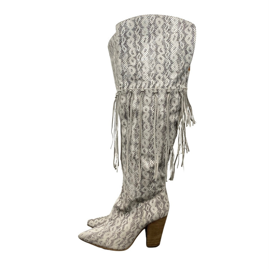 Dingo Snake Embossed and Fringed Thigh High Boots-side