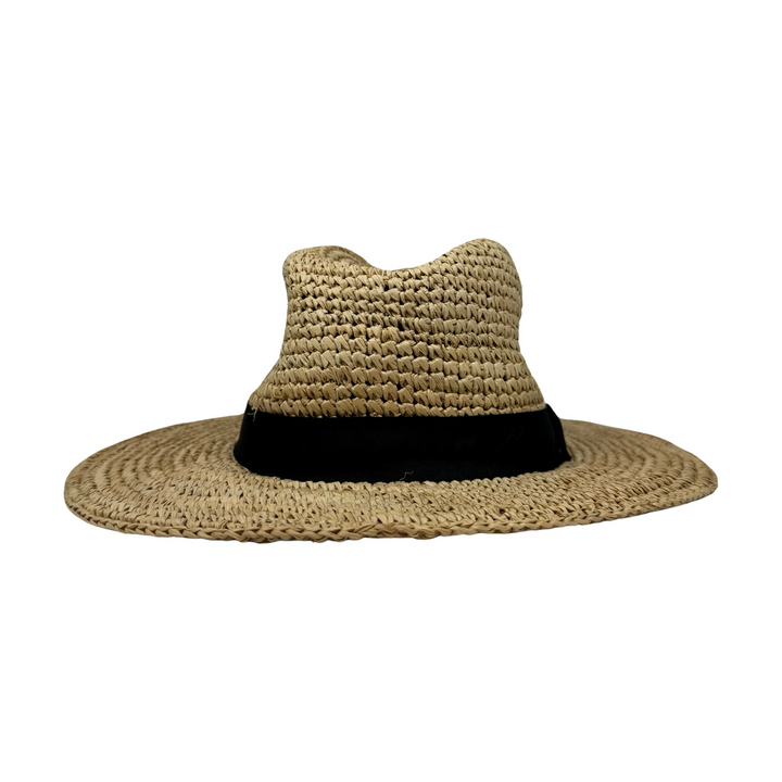 Scala Ribbon Detail Raffia Straw Hat-Front