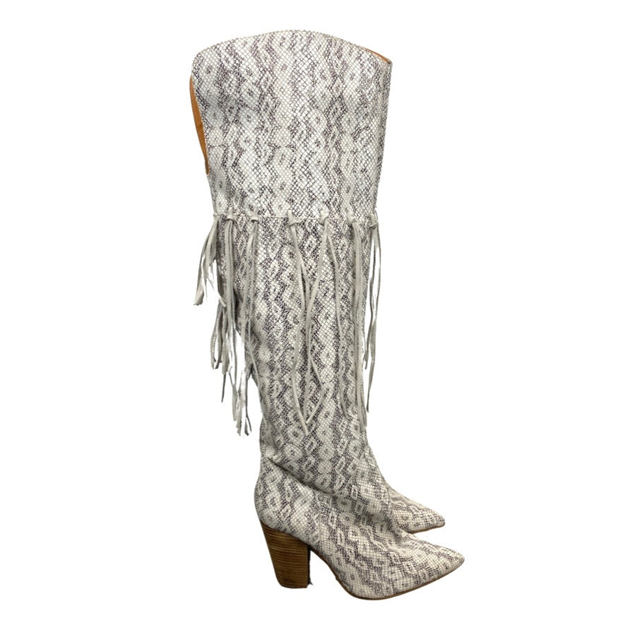 Dingo Snake Embossed and Fringed Thigh High Boots-thumbnail