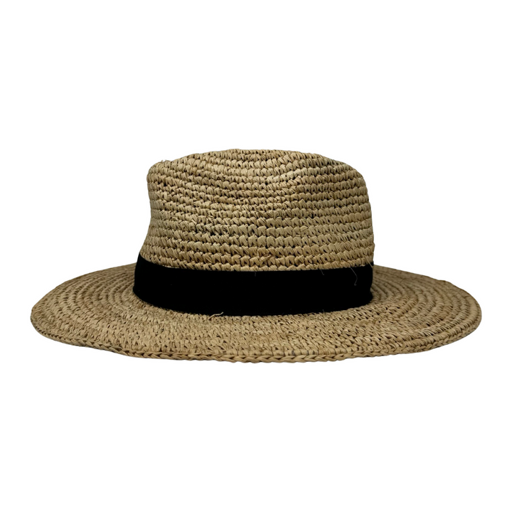 Scala Ribbon Detail Raffia Straw Hat-Back