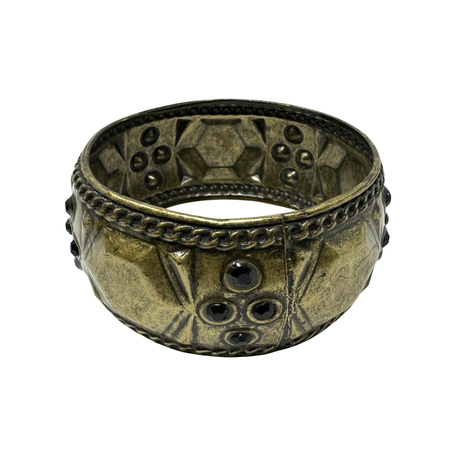Embellished Geometric Patterned Cuff Bracelet