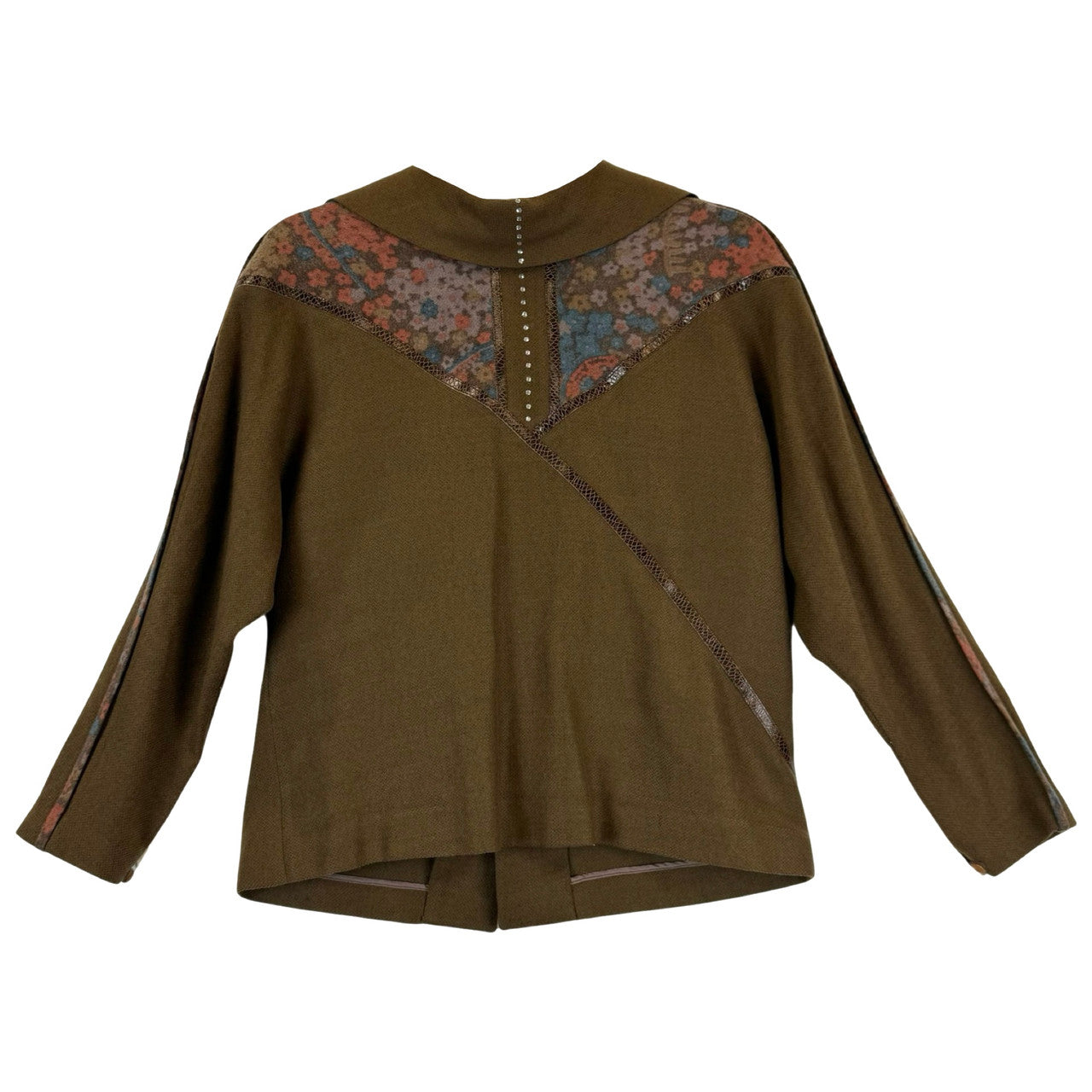 Vintage Original Lee Mode Wool Blend Rhinestone Floral Patterned Jacket-Back