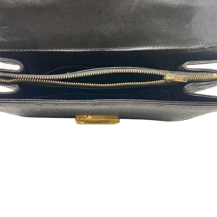 Vintage Ostrich Embossed Leather Rectangular Handbag