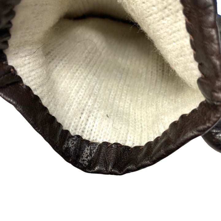 Vintage Brown Faux Leather Gloves-Inside