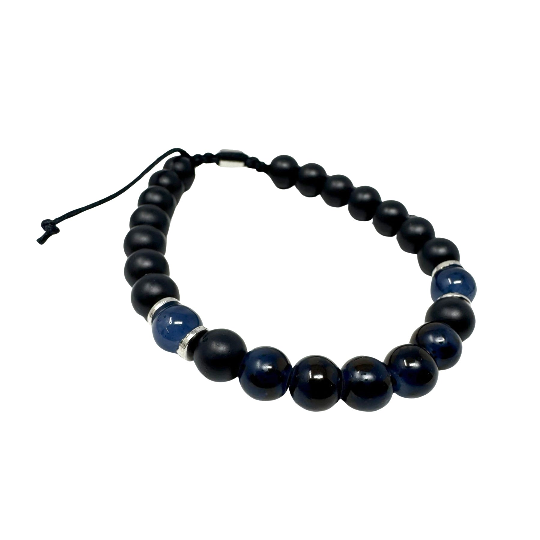 Black and Blue Mixed Stone Bead Bracelet