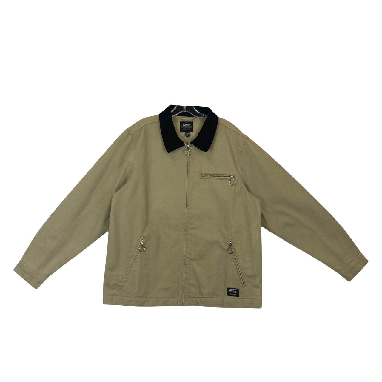 WESC Zip Front Station Chore Jacket-front beige