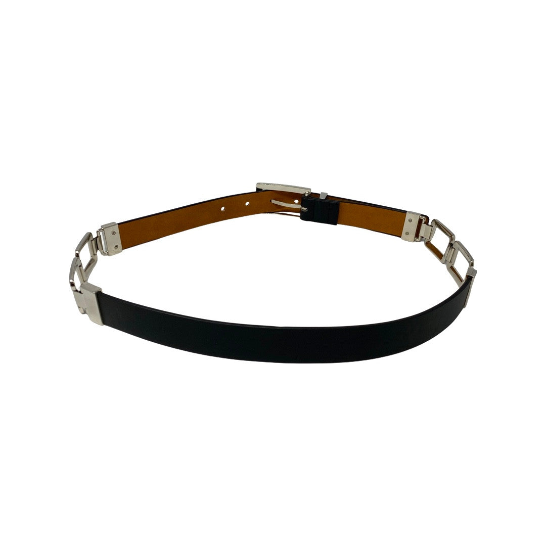 Linea Pelle Metal Square Detail Belt-Back