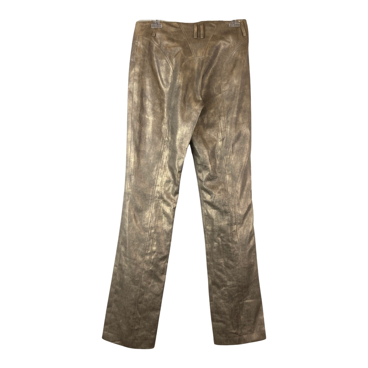 Zac Posen Gold Coated Linen Herringbone Pants-Back