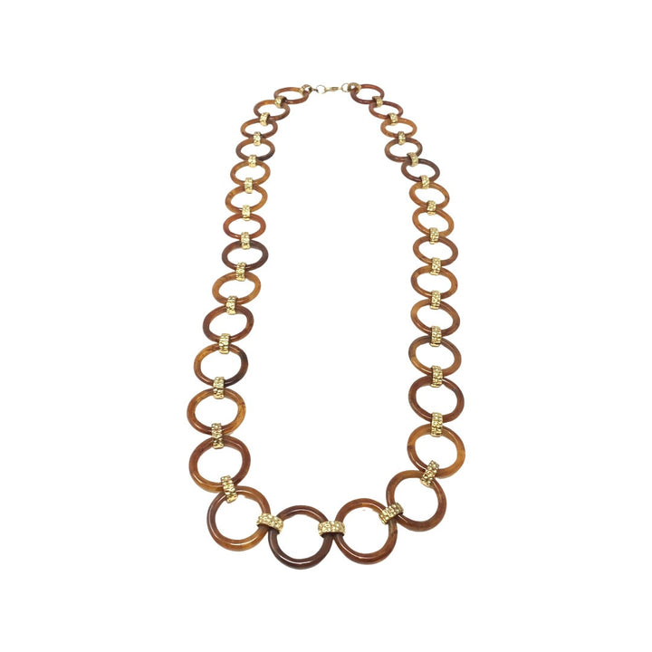 Linked Tortoiseshell Circles Statement Necklace-Thumbnail