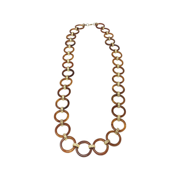 Linked Tortoiseshell Circles Statement Necklace-Back