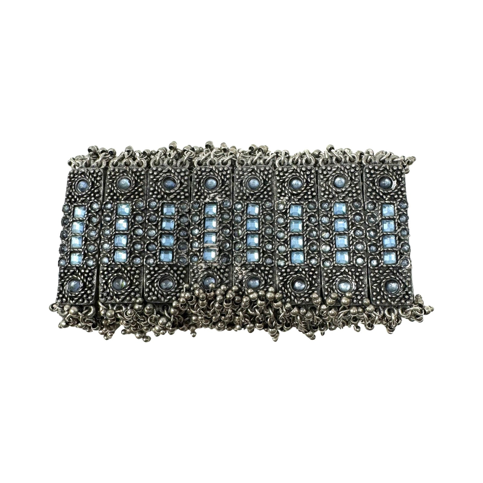 Metal Fringe And Rhinestone Stretch Bracelet