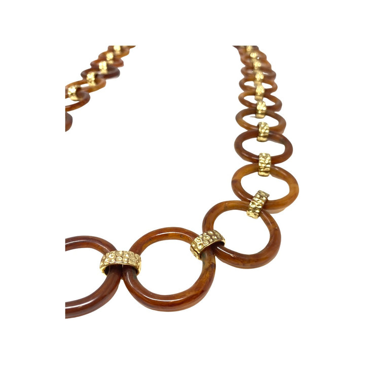 Linked Tortoiseshell Circles Statement Necklace-Detail