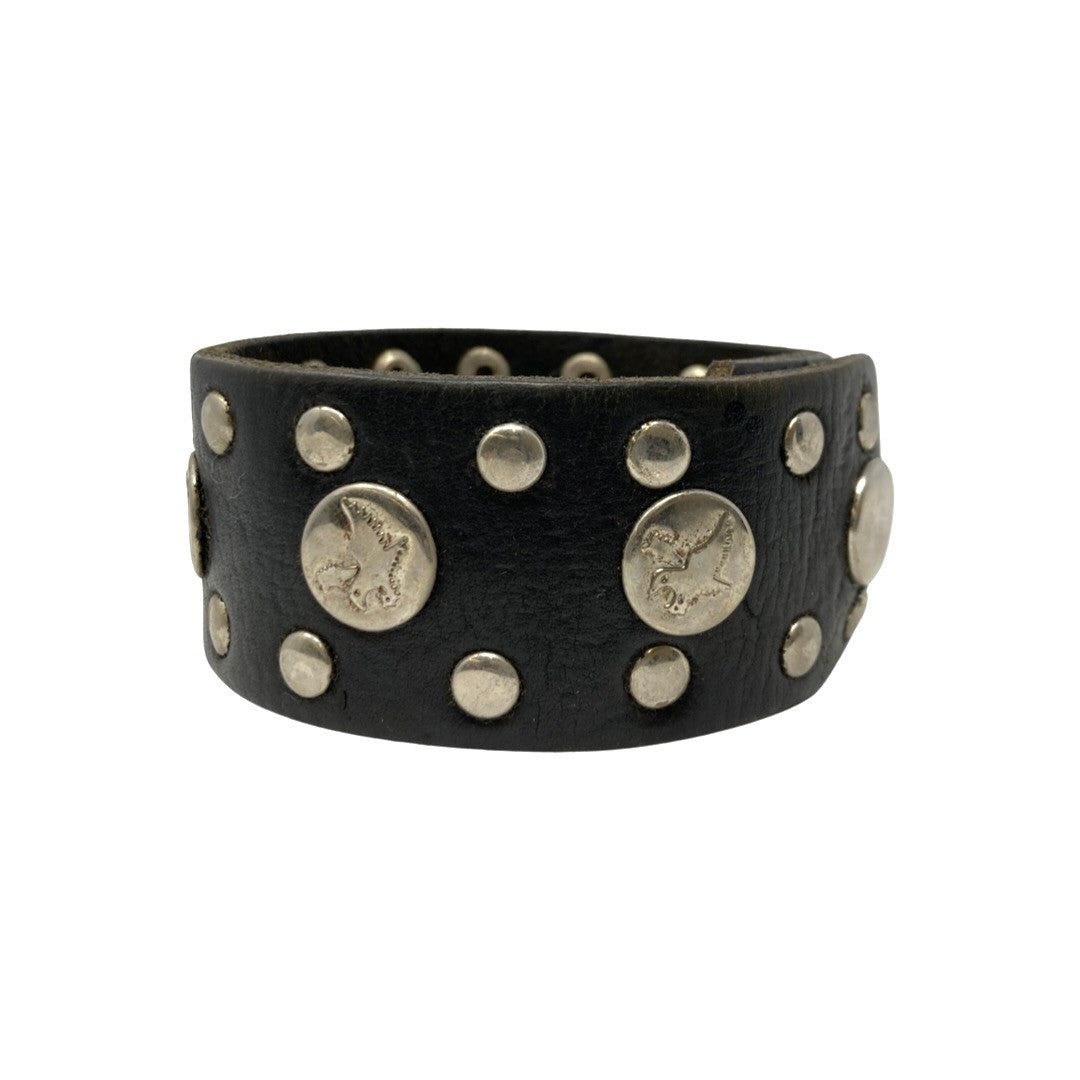 Bird Motif Leather Cuff Bracelet-Thumbnail