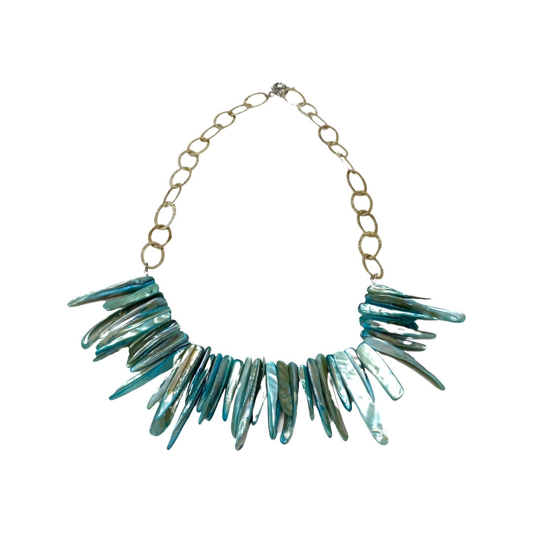 Irridescent Spikes Statement Necklace-Back