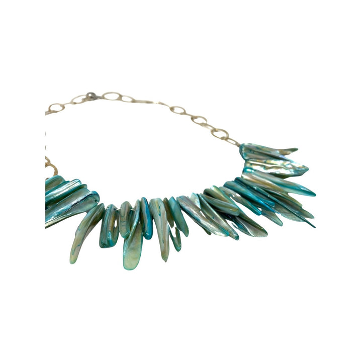 Irridescent Spikes Statement Necklace-Detail1