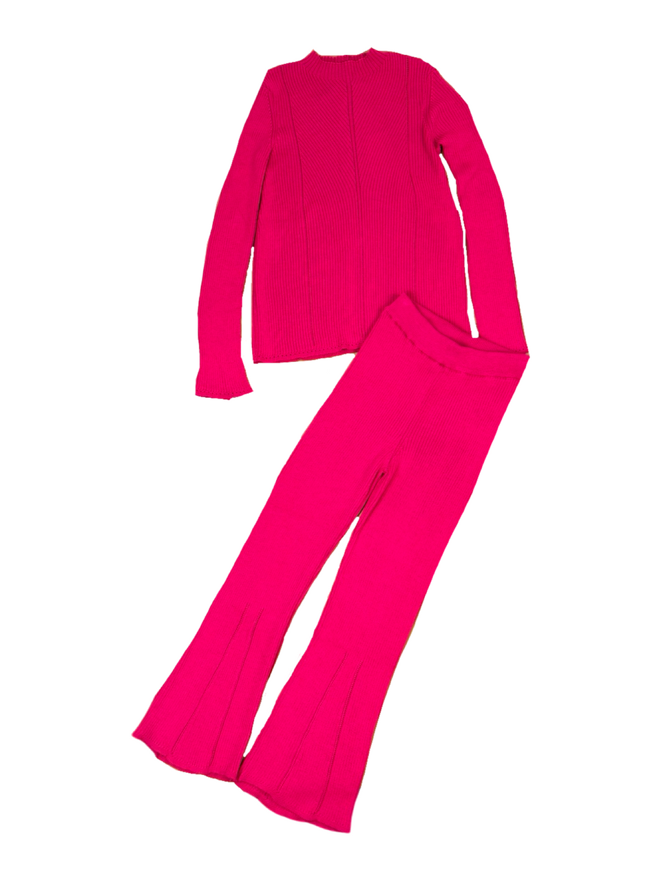 Something Navy Rib Knit Top and Pant Set-Pink Set