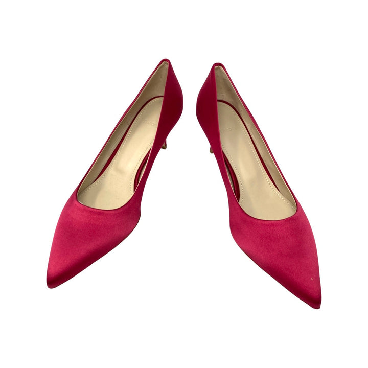 Theory Falun Satin Kitten Heel Pump-Magenta Front