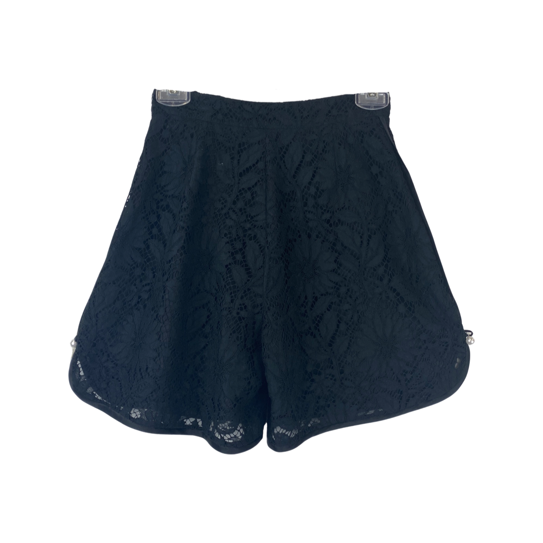 Pearl Detail High Waist Lace Shorts-Thumbnail