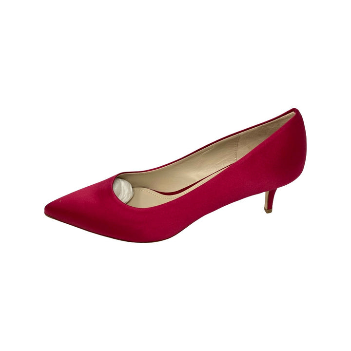 Theory Falun Satin Kitten Heel Pump-Magenta Side