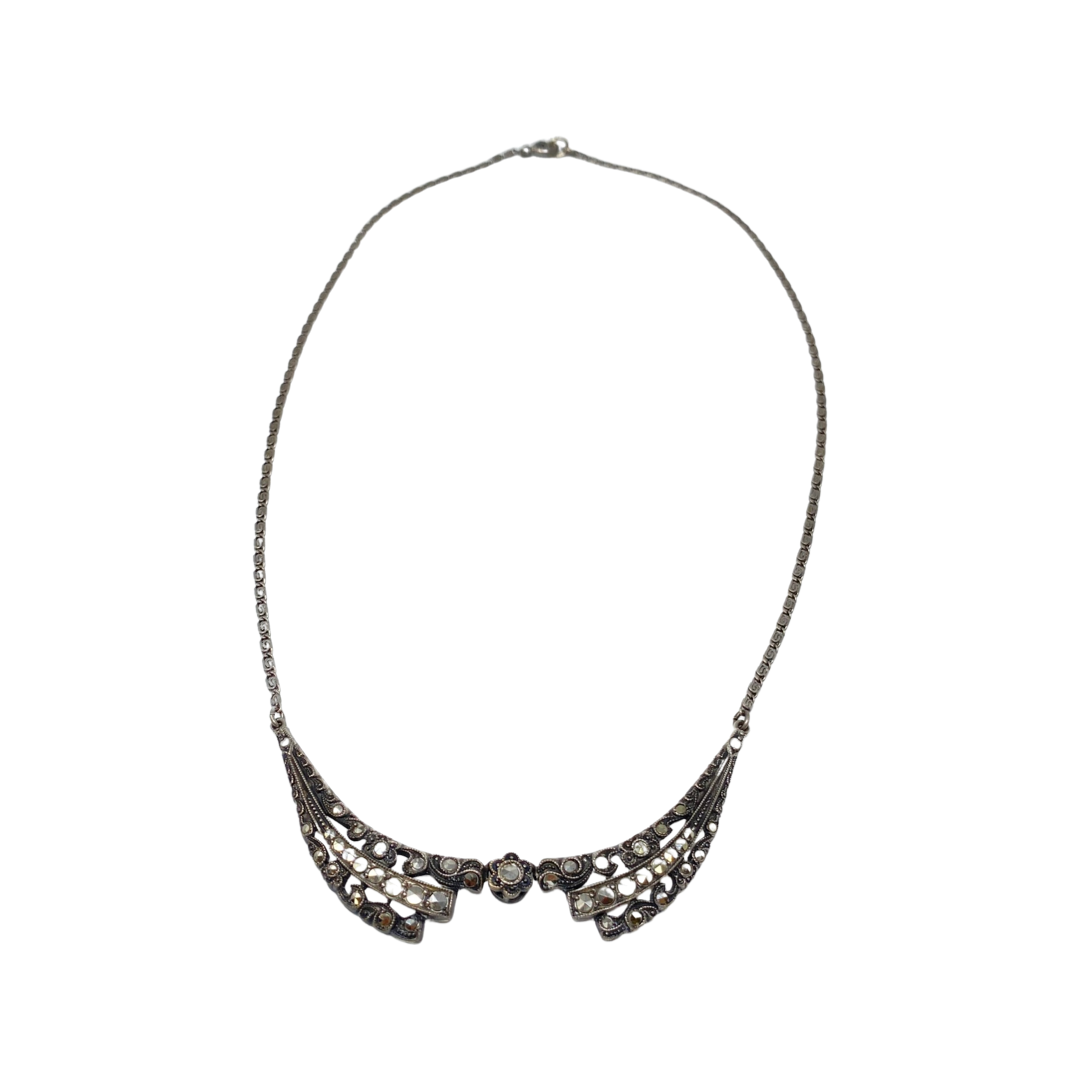 Art Deco Rhinestone Necklace-Front