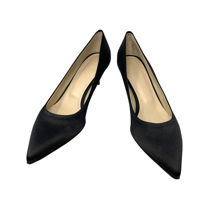 Theory Falun Satin Kitten Heel Pump-Black Front