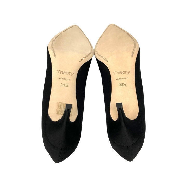 Theory Falun Satin Kitten Heel Pump-Black Bottom