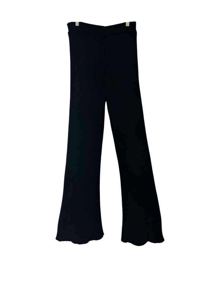 Something Navy Rib Knit Top and Pant Set-Black Bottom Front