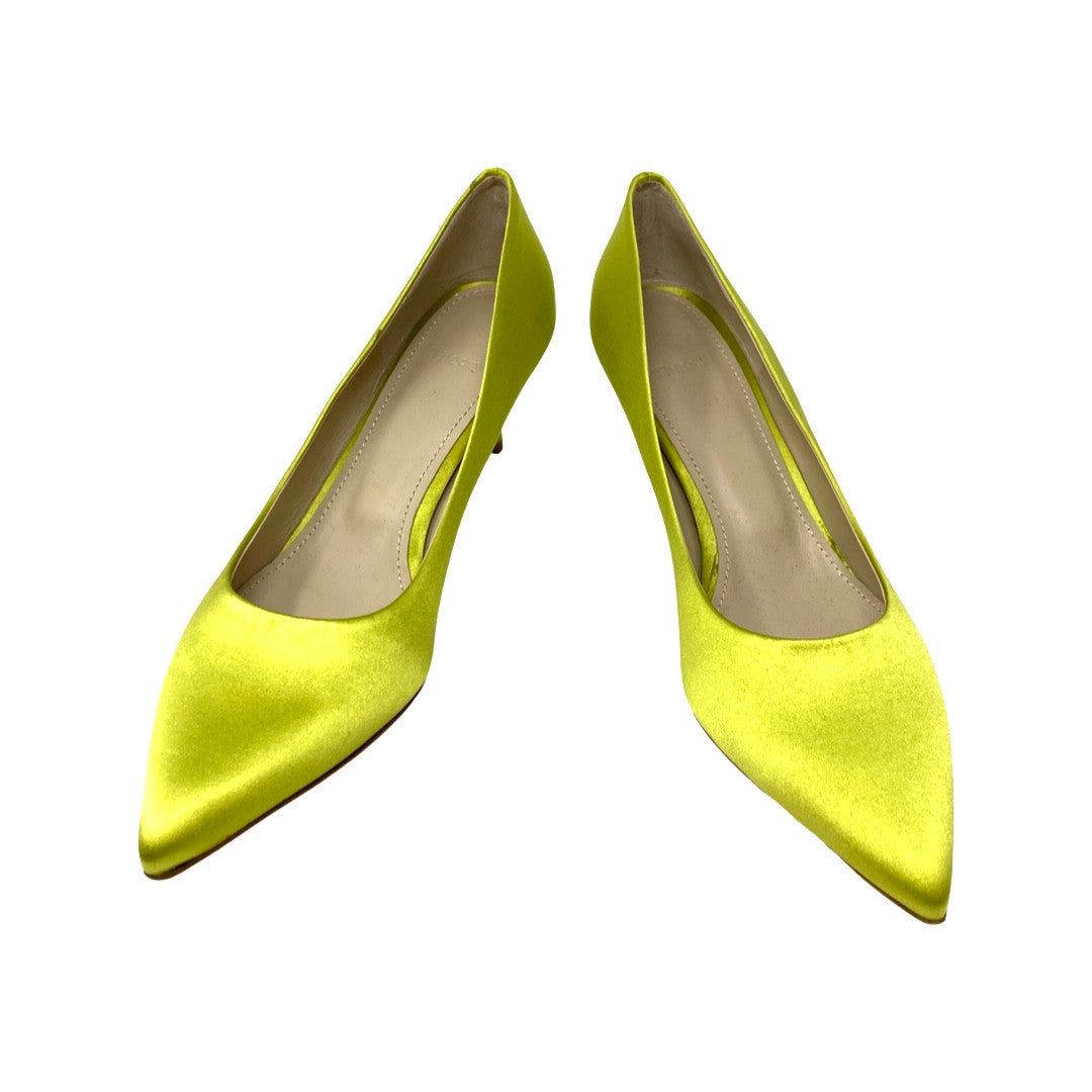 Theory Falun Satin Kitten Heel Pump-Green Front